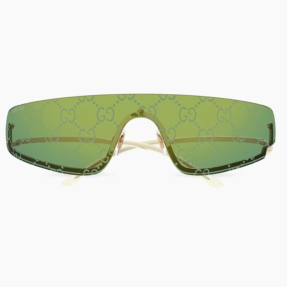 Gucci GG Logo Tom Shield Ivory Green Mirror GG1561S 99MM Sunglasses - Picture 2 of 16